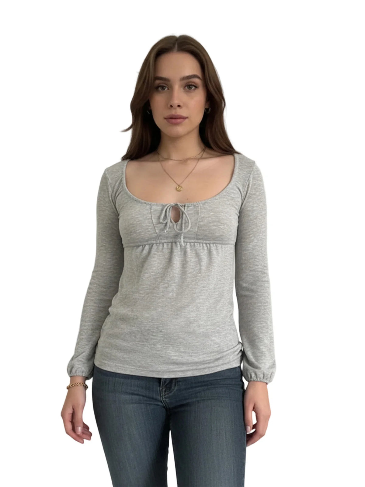 Cyflymder  Stylish Women s Solid Color Long Sleeve Scoop Neck Tops for Fall - Versatile  Fit Shirts with Fashionable Appeal