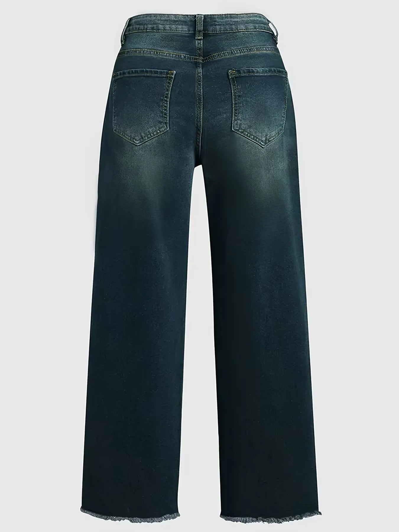 Cyflymder  New Women's Mid Waist Elastic Retro Washed Straight Leg Jeans, Slimming and Slimming Fashionable Casual Jeans, High-Quality