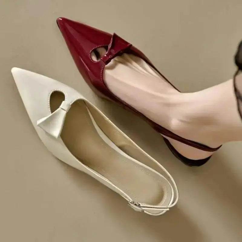 Cyflymder  Spring New Coarse Heel Shoes for Women Fashion Pointy Shallow Hollow Out A Word with Anti-slip Wear-resistant Low Heel Shoes