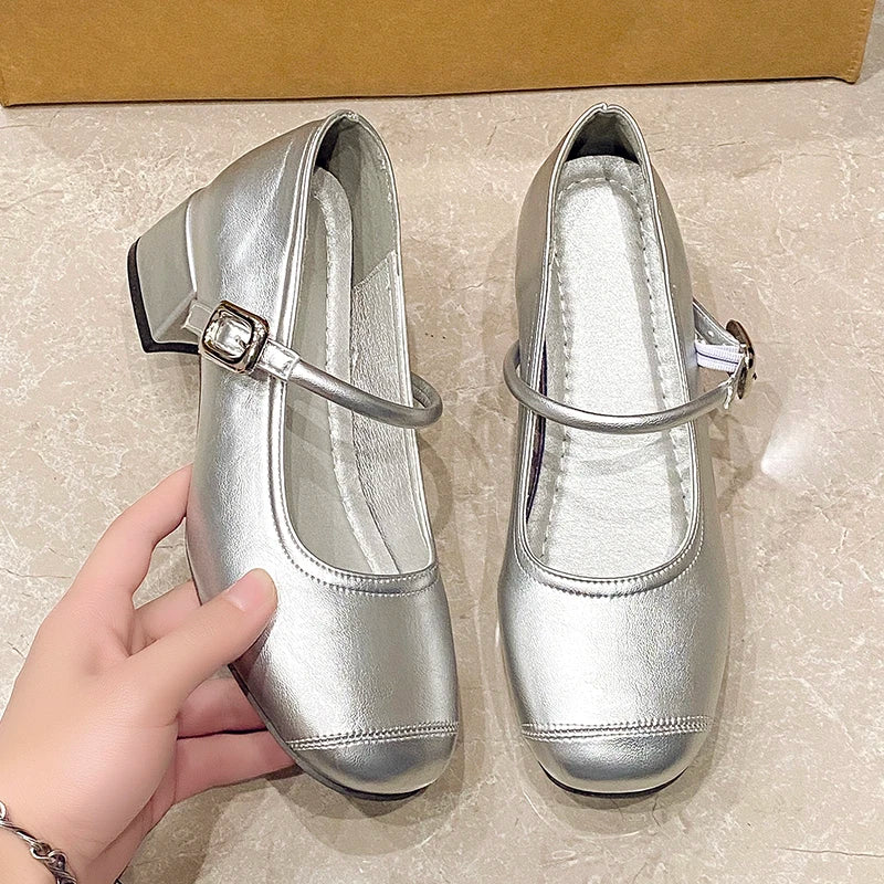 Cyflymder  Fashion Buckle Latch Design High-heeled Shoes Women Shallow Mouth Square Toes Shoes Relaxation Comfortable Women Shoes 1
