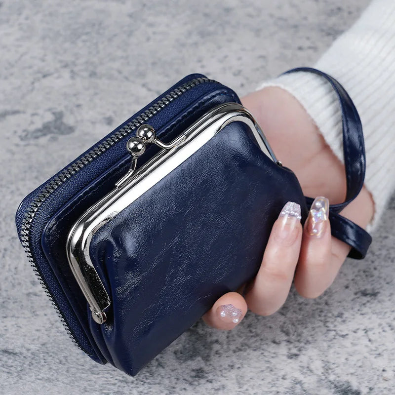 Cyflymder New Wallet Women Fashion Wrist Strap Short Coin Purse Large Capacity Coin Clip Bag Multi-card Card Bag Wallet