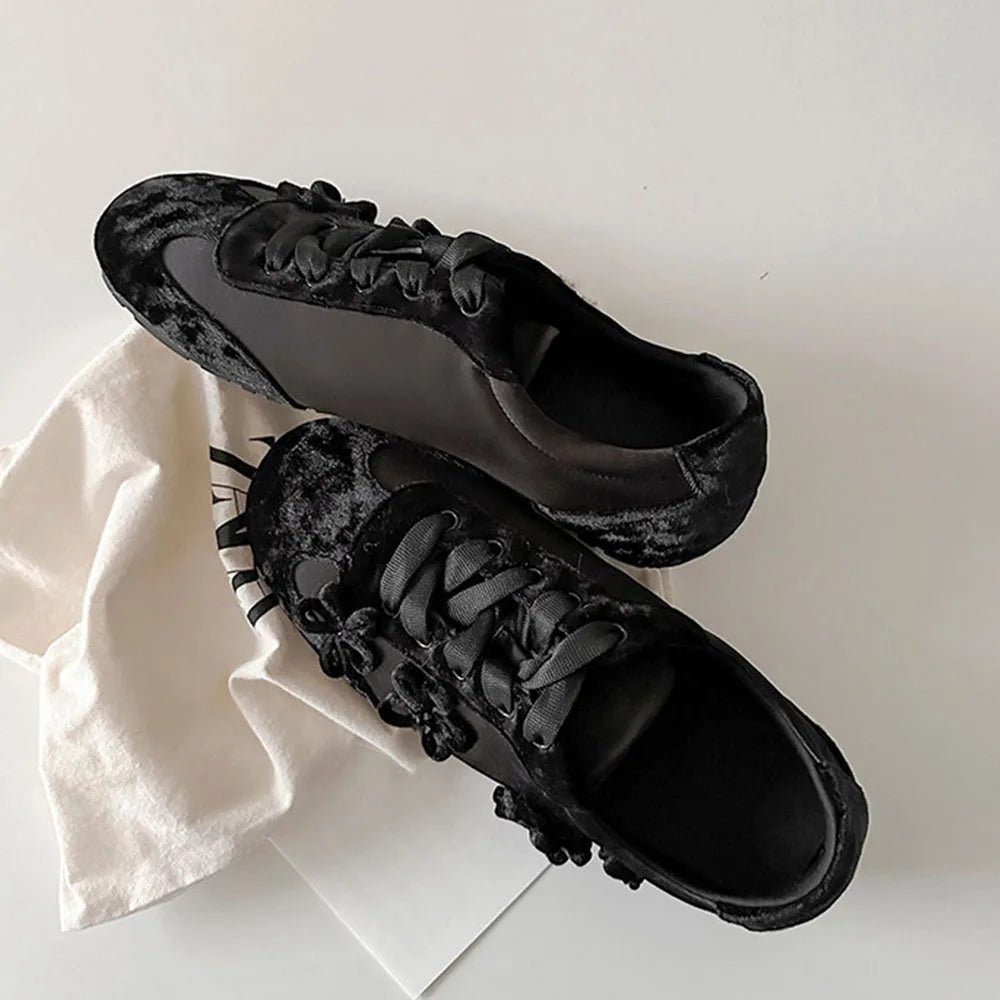Cyflymder  Summer Gary Cute Flowers Ballet Flats Shoes Women Black Sweet Casual Sneakers Shoes Trainers Comfy Walk Daily Footwear