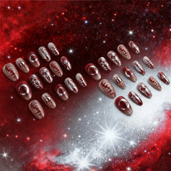 Cyflymder  30pcs Punk Cool Press on Nails Sliver Love Print Fake Nails for Women Girls Wearable Sweet Cool Y2k Style False Nails