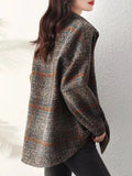 Cyflymder Korean Autumn Clothes New Turn-down Collar Women's Coat Street Fashion Plaid Wool & Blends Coats Fashion Versatile Jacket