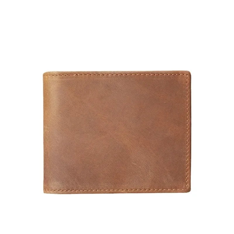 Cyflymder  Genuine Leather Men's Wallet Short Money Clip Soft Leather Purse for Man Buckle Multi Card Position Zippe Wallet Men