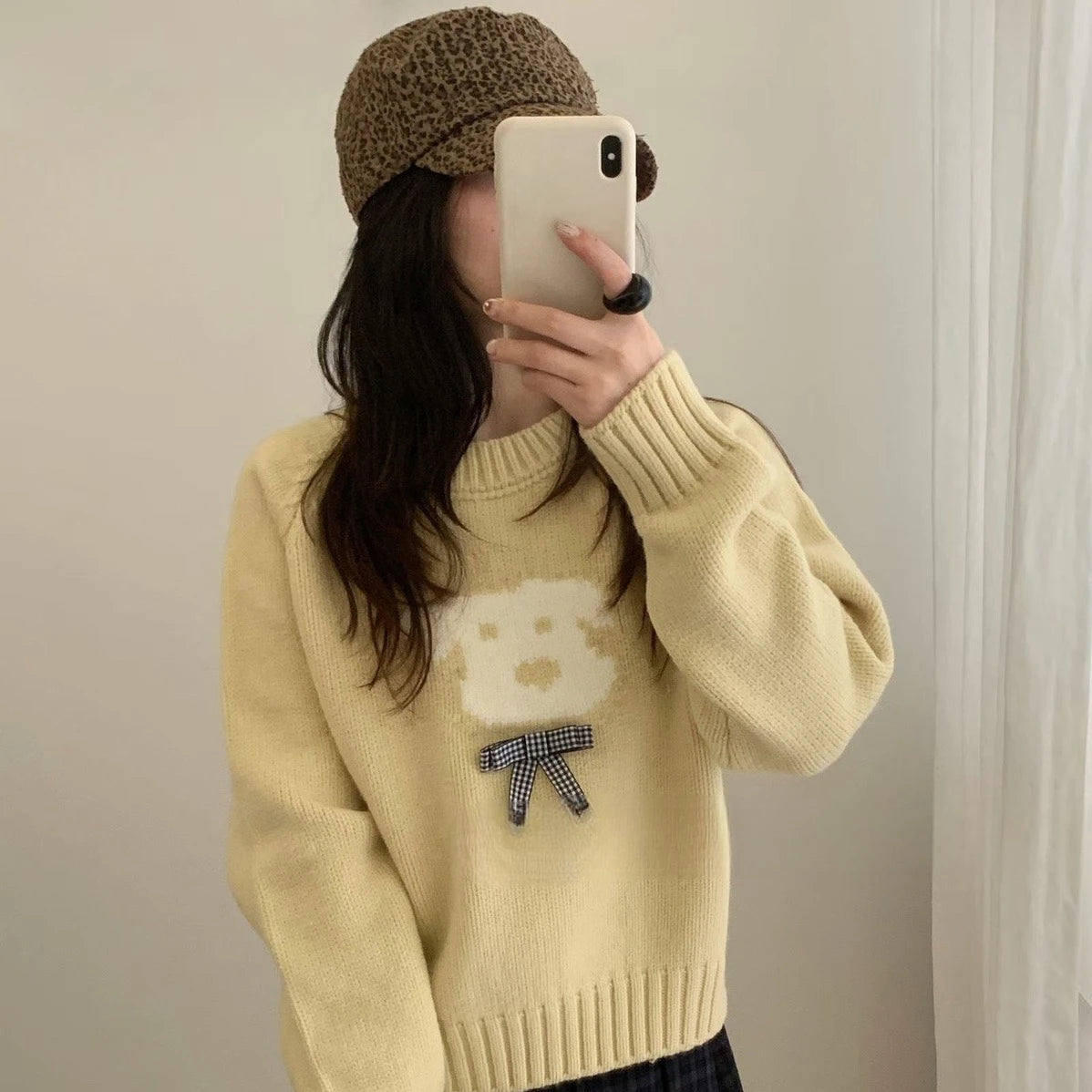 Cyflymder  Y2k Aesthetic Vintage Cartoon Casual Grunge Pullovers Women Harajuku Kawaii Cute Bow Jumper Autumn Streetwear Loose Sweater