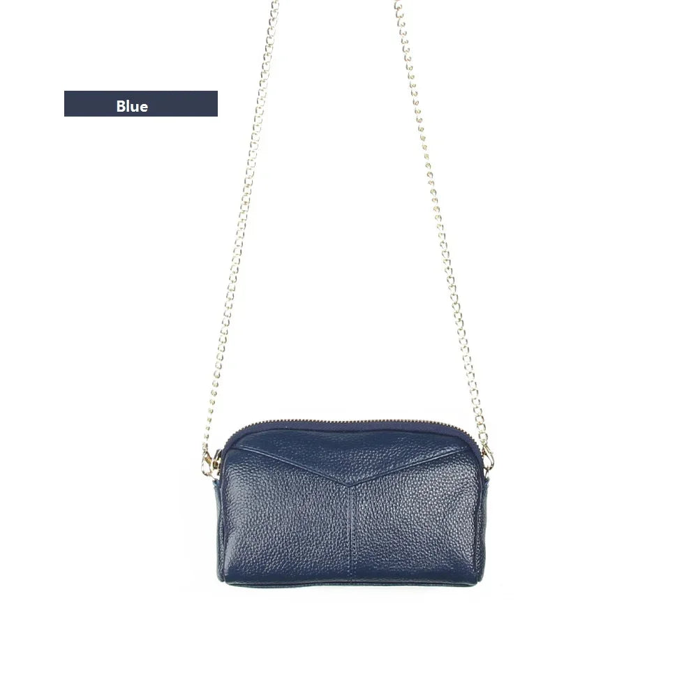 Cyflymder  Genuine Leather Women Wallet Long Zipper Wristlet Bag Chain messenger bag for female Cowhide Coin Purse Mobile phone bags
