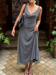 Cyflymder  Summer Woman Sleeveless Backless Sexy Party Evening Dress Women Elegant Polka Dot Print Slim High Street Midi Dress Mujer
