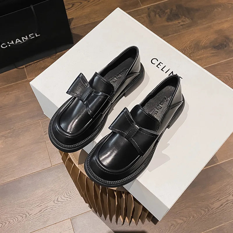 Cyflymder  Round Toe Casual Woman Shoe Soft All-Match British Style Female Footwear Loafers With Fur Slip-on Oxfords Preppy Dress Big Size