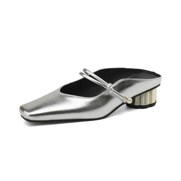 Cyflymder  Slippers Women Summer Shoes Low Slides Cover Toe Med Soft Square Rome Fabric Rubber Hoof Heels PU Shoes Woman 2025 Slippers Soft