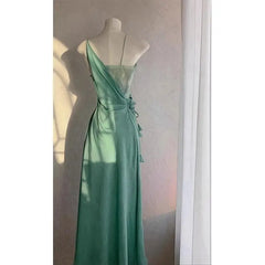 Cyflymder  Green Camisole Waist-cinching Sexy Dress Summer New Fashion Long Dress Women