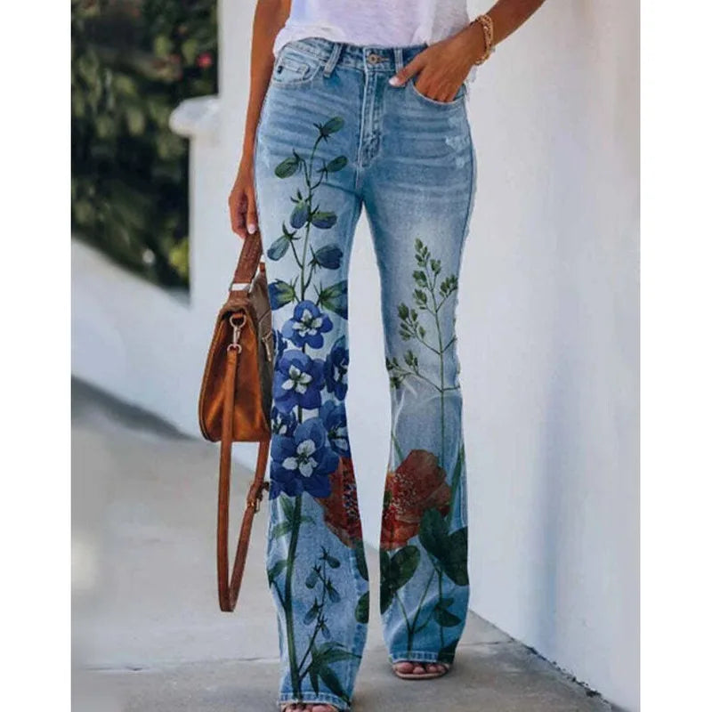 Cyflymder  New Arrival European American Plus Size Women Casual Pants Floral Print Thin Long Trousers Fashion Comfortable Loose Fit Summer