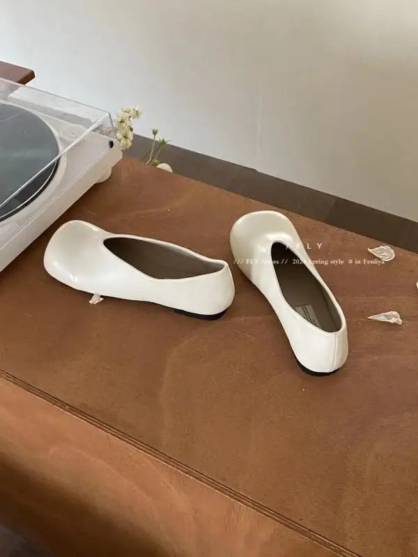 Cyflymder  All-Match Shoes Woman Flats Soft Slip-on Square Toe Shallow Mouth Dress Slip On Retro Shoes Woman Flats Soft All-Match Square To