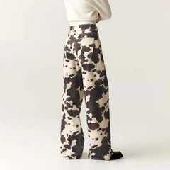 Cyflymder  Vintage Cow Print Women Jeans Y2k Washed Wide Leg American Style Straight Denim Pants Baggy Grunge Streetwear New