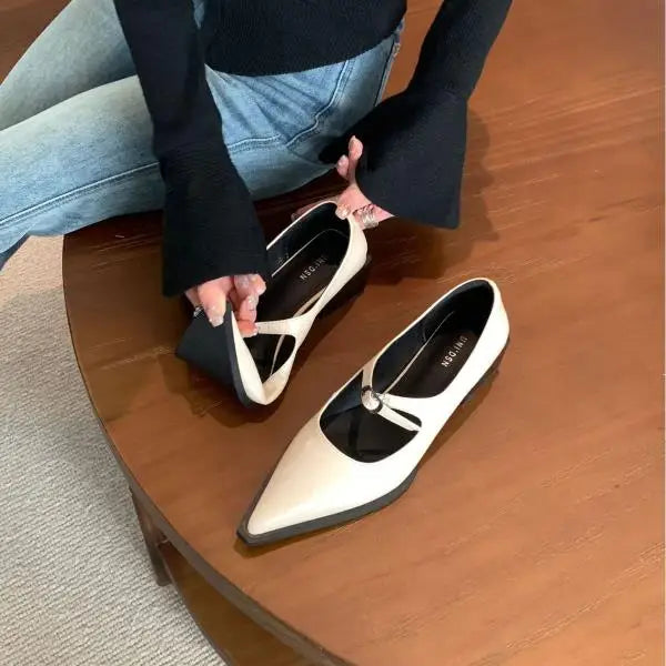 Cyflymder  Shoes Woman 2025 Female Footwear Pointed Toe All-Match Shallow Mouth Casual Sneaker New Dress Summer Moccasin Solid PU Fabric