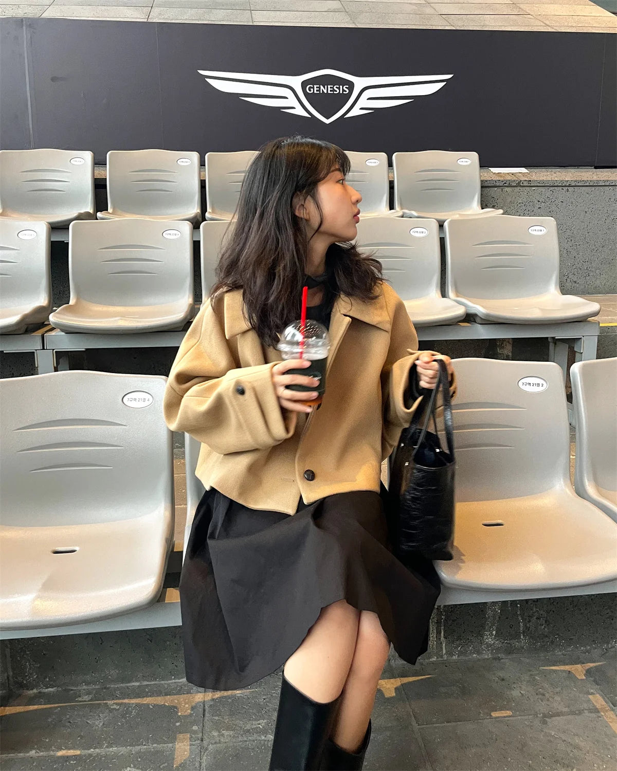 Cyflymder  Retro Chic Lapel Single Button Woolen Coat ort Loose Sle for Small Figures Women's Faionable Outerwear