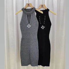 Cyflymder  Sexy Mini Dress Women Knitted Hollow Out Slim Off Shoulder Hip Bodycon Short Dress