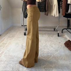 Cyflymder  Safari Style Casual Basic Solid Cargo Jeans Slim Low-Waisted Straight Pants Women Autumn Winter Fashion Streetwear Ladies