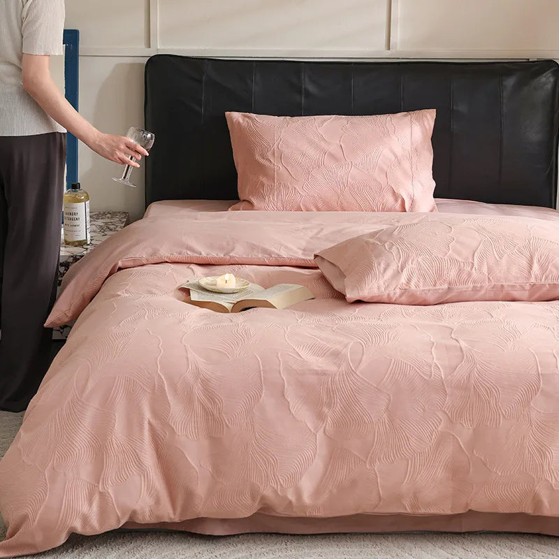 Cyflymder  Premium 100S Pure Cotton Jacquard Bedding Sets Luxury Skin Friendly Smooth Quilt Cover Kit Bed Linens for Adults and Children