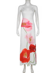 Cyflymder  Holiday Floral Camis Dress Beach Style Sexy Slim Slash Neck Sleeveless Maxi Dresses For Women 2025 Summer Fashion Ladies