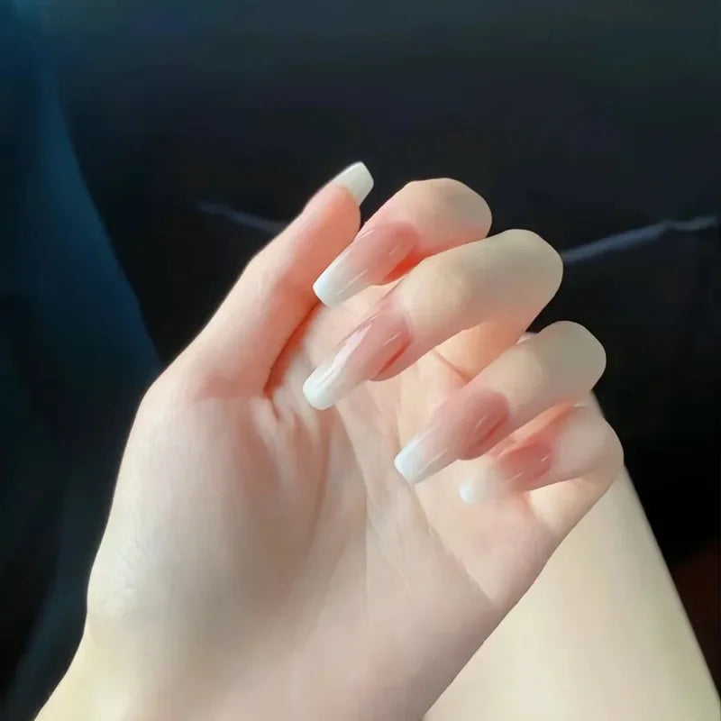 Cyflymder  24Pcs/1Box Fake Nails Art Press On False On Practice Hand For Material Formas Fingernails Fake Products Accessories Pink Design