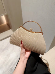 Cyflymder Ladies Evening Bags Elegant Shiny Pleated Ladies Clutch Luxury Party Wedding Shoulder Bag Banquet Handbag with Dresses