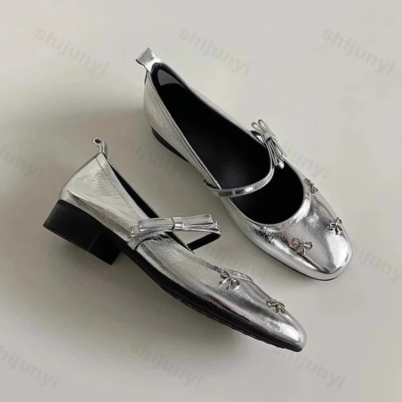 Cyflymder  Women Leather Shoes 2025 Autumn New Fashion Bow Knot Luxury Mary Jane Shoes Lightweight Comfortable Slip Om Outdoor Casual Shoes
