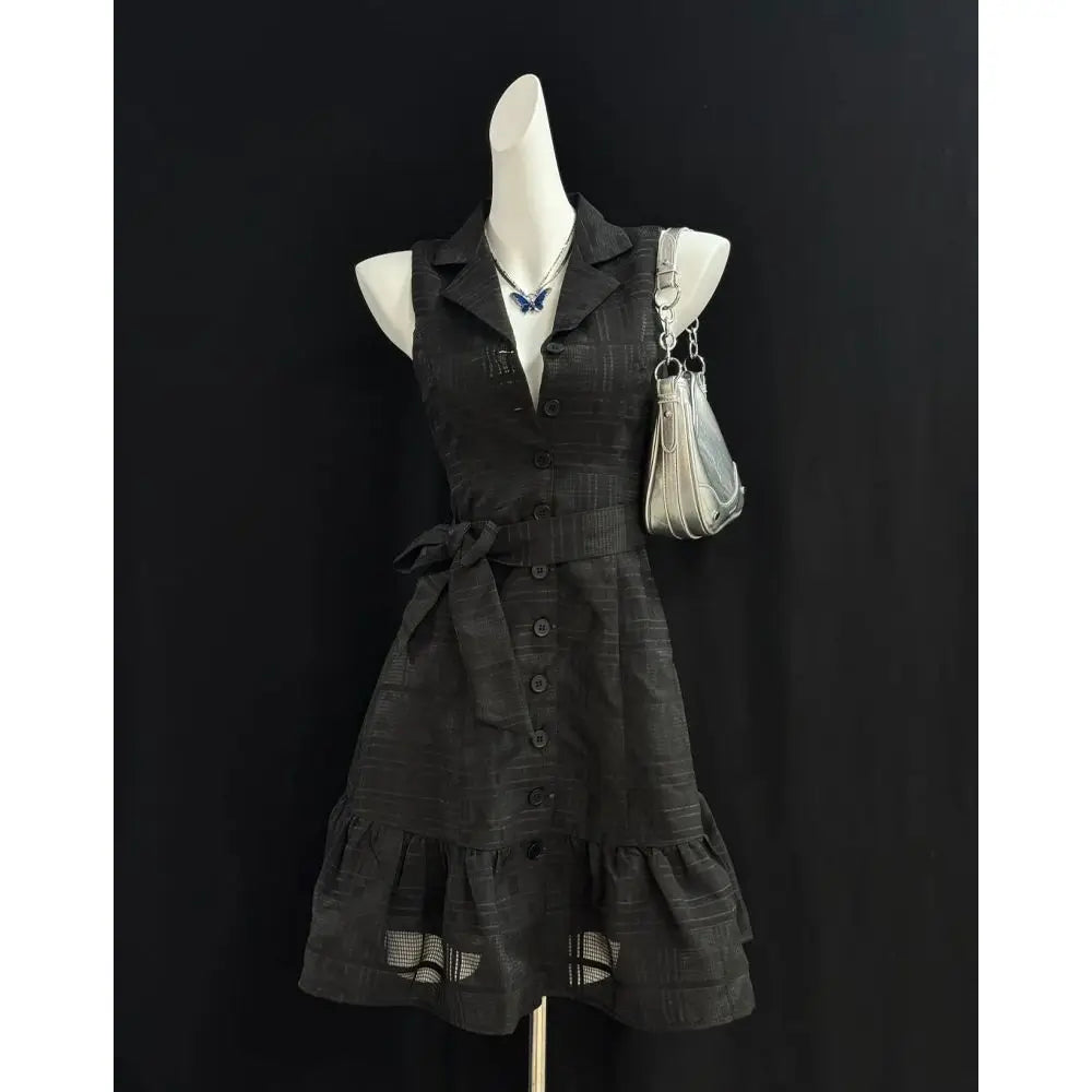 Cyflymder  Summer New Black Dress Waist Spice Girl Style Skirt