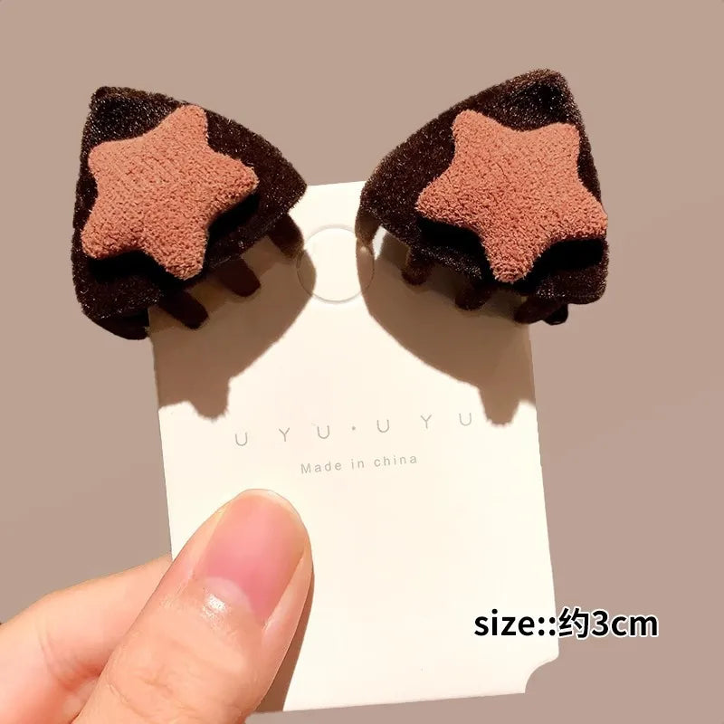 Cyflymder 2pcs Velvet Heart Hair Side Clips Claw Hairpin Sweet Bangs Barrettes Women Girls Hair Styling Headwear Hair Accessories Ornement