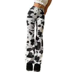 Cyflymder  Cow Print High Waist Straight Jeans Women New Comfortable Casual Denim Pants Female Four Seasons Trousers Trend Streetwear