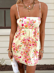 Cyflymder  Women s Floral Print Spaghetti Strap Backless Slip Dress Sexy Summer Mini Dress with Elegant Design