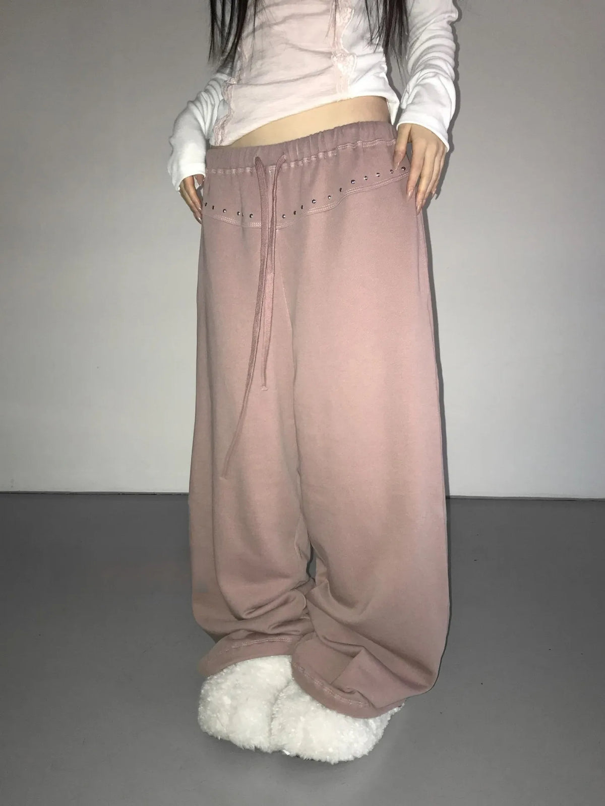 Cyflymder   Drunk Sugar Retro distressed curved blade women's minimalist design slimming wide-leg loose scythe floor-length trousers