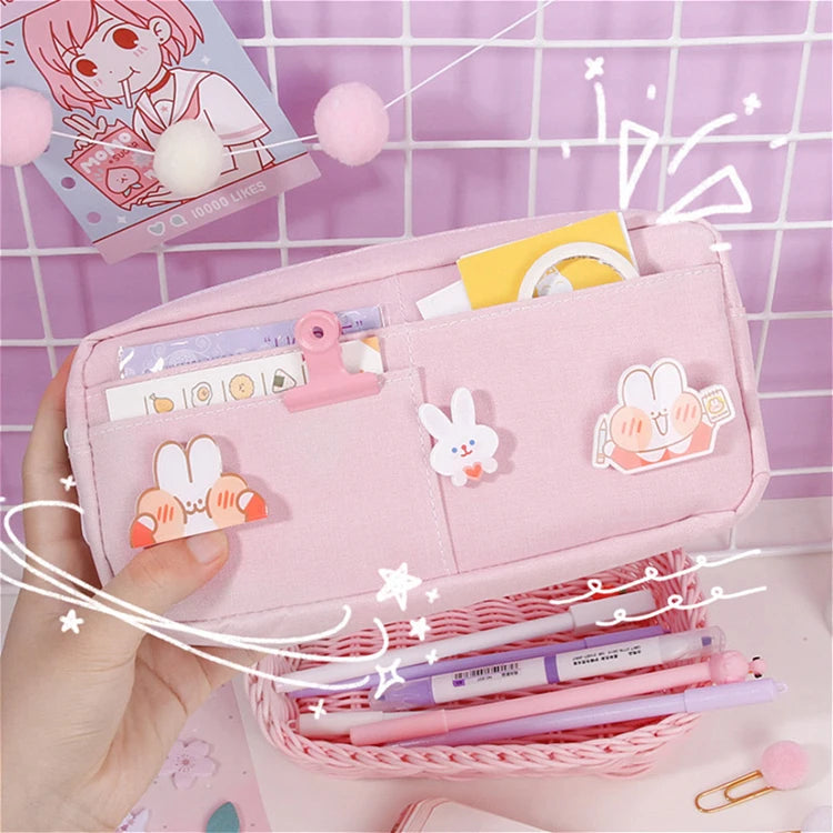 Cyflymder Cute Pencil Case Trousse Scolaire Pencil Cases For Girls Random Brooch Estojo Escolar Pencilcase Kawaii Stationery Pencil Pouch