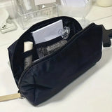 Cyflymder 1pc-Simple black canvas pencil case with large capacity stationery storage bag, school student supplies