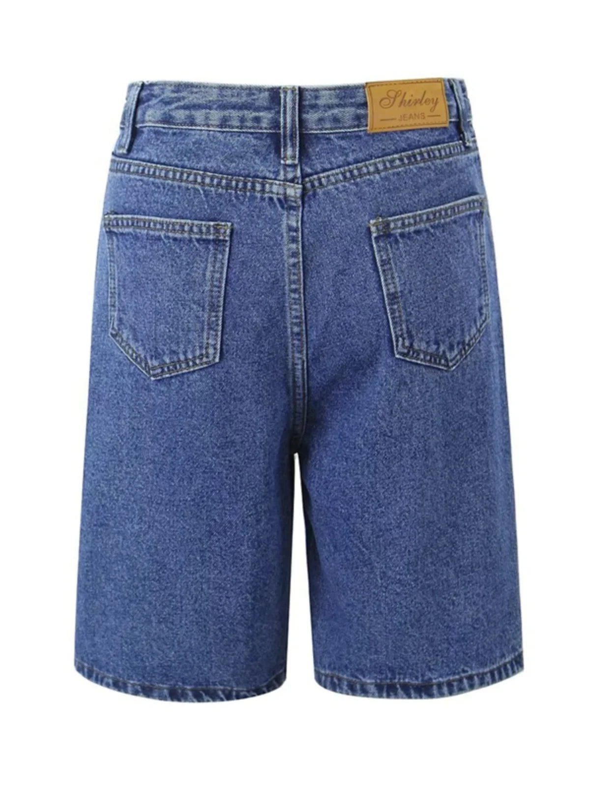 Cyflymder  High Waist Straight Leg Blue Waed Denim orts High Quali Wide Leg Five orts American Retro Deep Blue Jeans orts