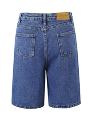 Cyflymder  High Waist Straight Leg Blue Waed Denim orts High Quali Wide Leg Five orts American Retro Deep Blue Jeans orts