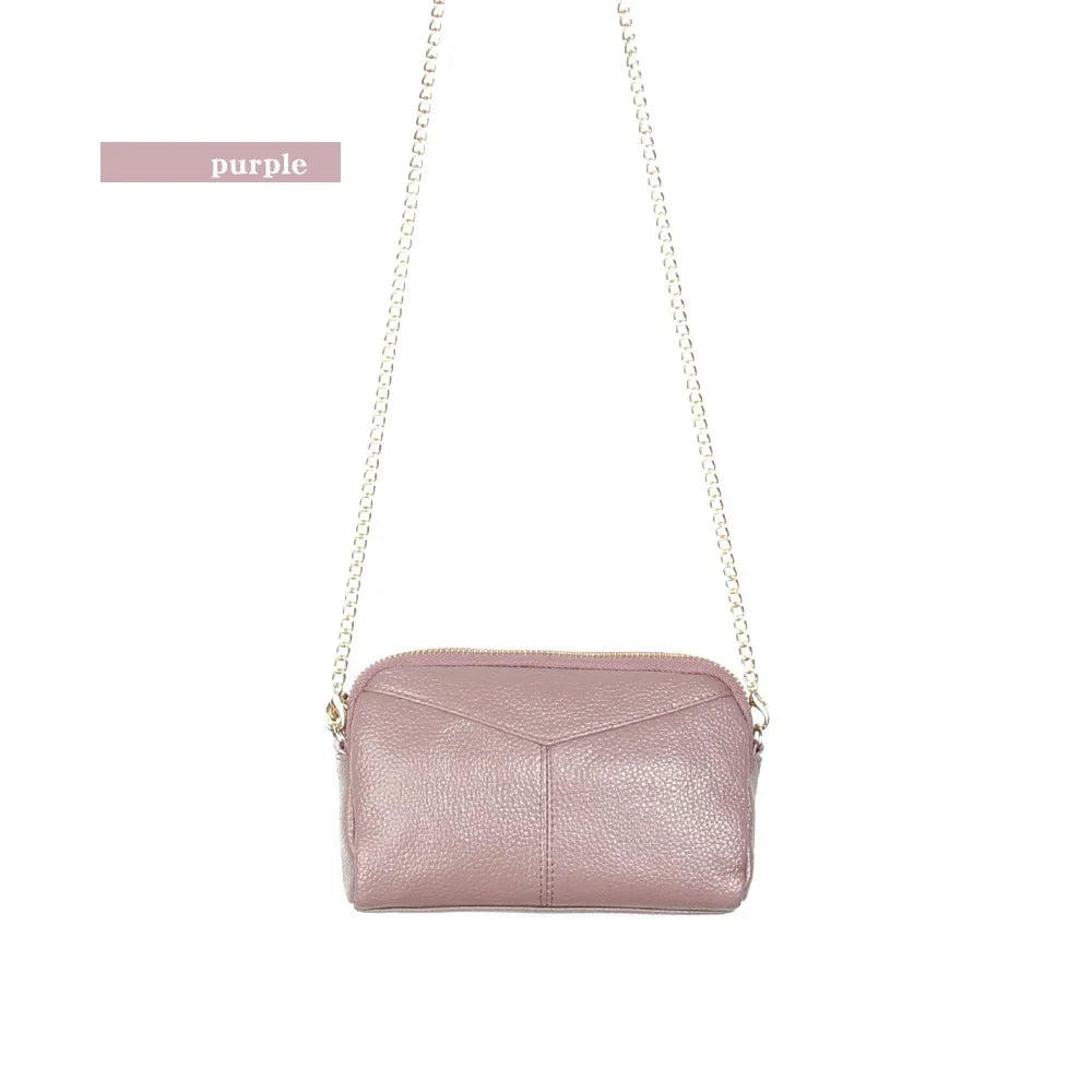 Cyflymder  Genuine Leather Women Wallet Long Zipper Wristlet Bag Chain messenger bag for female Cowhide Coin Purse Mobile phone bags