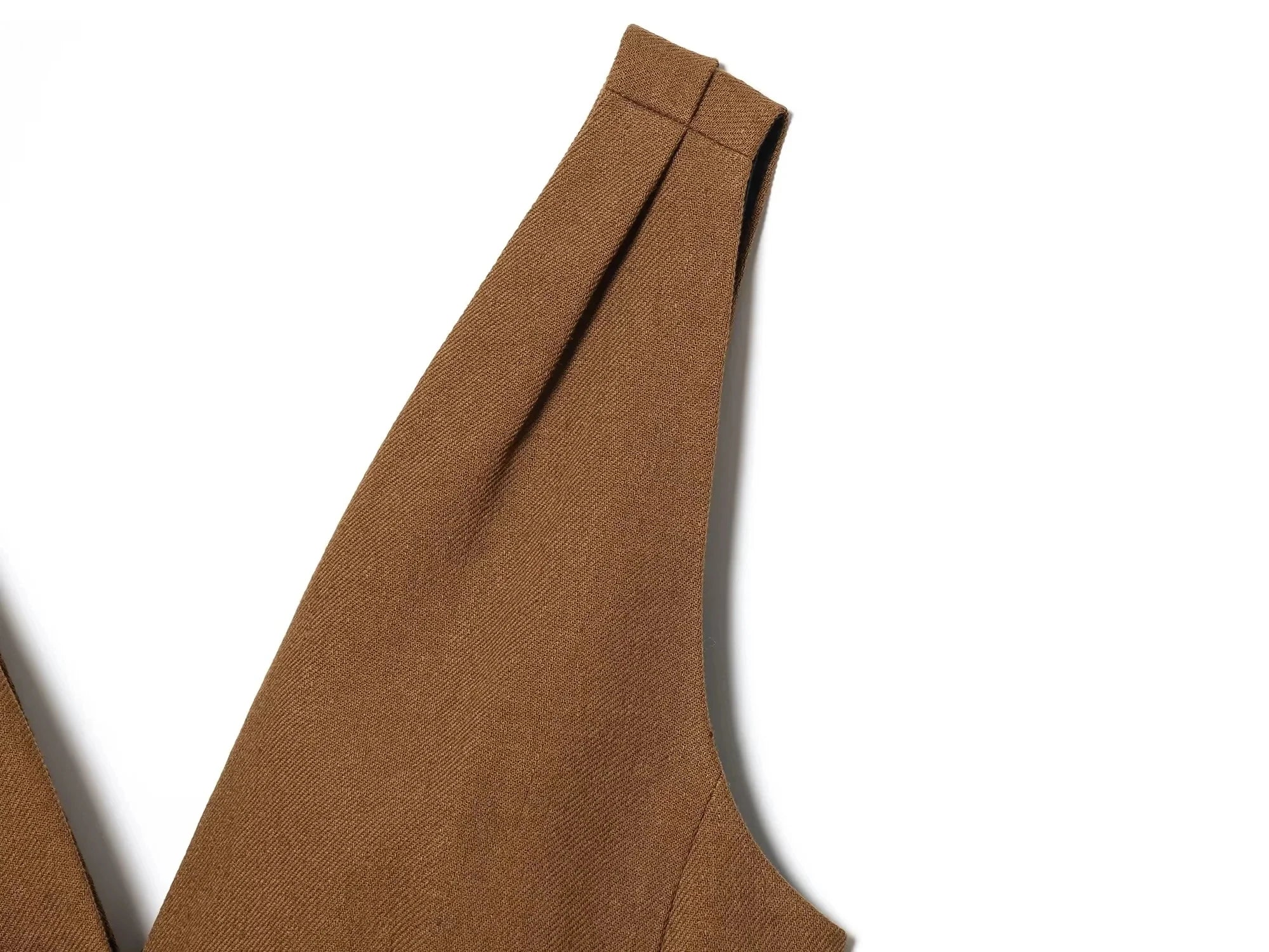 Cyflymder  Fashion Slim Vest For Women Summer 2025 New Brown Single Breasted V-neck Sleeveless Waistcoat Sleeveless Office Casual Solid Top