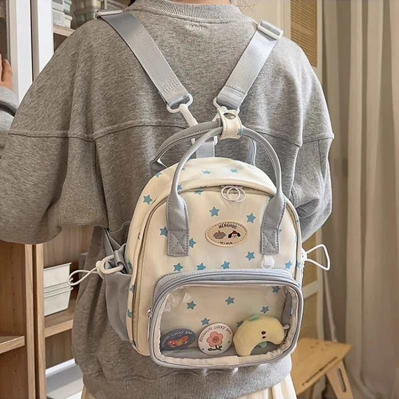Cyflymder  Transparent Fashion Preppy Mini Backpacks Sweet Kawaii Star Print Ita Bags Y2k Aesthetic Students Casual Travel Schoolbags Women