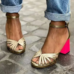 Cyflymder  Women Sandals Fish Mouth Summer Large Size 43 Women's Shoes Elegant Heel Casual Ankle Buckle High Heel Platform Sandalias