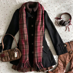 Cyflymder  Women Sweet Girls Autumn Winter Coat Vintage Single Breasted Lapel Jacket Y2K Cute Preppy Style Jacket Cute Mood Girl Aesthetic