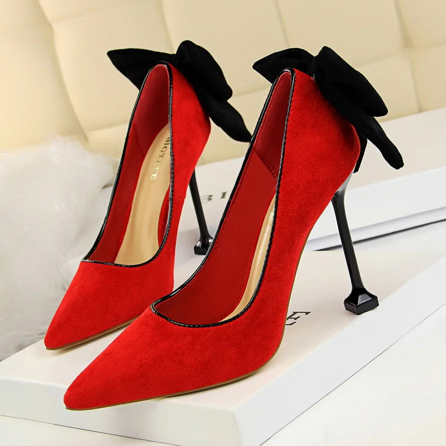 Cyflymder Shoes Bowknot Female Kitten Heels Suede Women Pumps Spring New High-heels Fashion Sweet Ladies Shoes Luxury Pumps