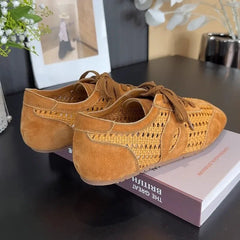 Cyflymder  Summer New Women's Soft Leather Breathable Sports Shoes Versatile Retro Style Casual EVA Insole Rubber Bottom Sneakers