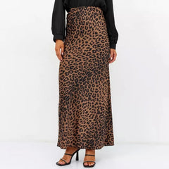 Cyflymder Sexy Leopard Print Long Skirts For Women Summer Fashion Vintage Women's Satin Maxi Skirt Female High Waist A-Line Skirt