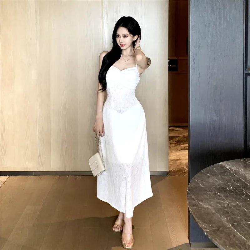 Cyflymder  Woman Dress Sleeveless Flowers Patchwork Slash Neck Backless Slim Summer Fashion Temperament Elegant Dresses Party