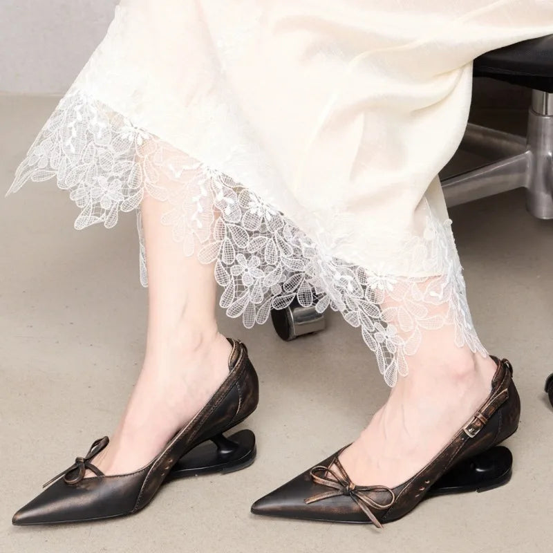 Cyflymder   New Retro Womens Shoes Punk Style Pointed Tip High Heels for Woman Exquisite French Casual Shoes Designer Shoes Zapatos De Mujer