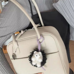 Cyflymder   Light Gray Minimalist Handbag Women Pebbled Texture Leather Square Shoulder Bags Ladies Casual Niche Premium Boston Bag