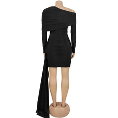 Cyflymder   Women Long Sleeve Ruched Stacked Ribbon Mini Dress Fall Vacation Birthday Street Beach Sexy Party Dresses Vestidos