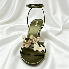 Cyflymder  Novely Butterfly Pattern Detail Heeled Sandals Women Sexy Open Toe Ankle Strap Summer Heels Luxury Party Designer Bridal Shoes