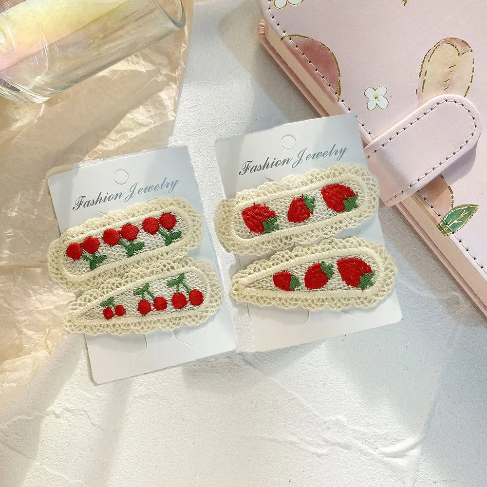 Cyflymder 2pc cherry strawberry Hairpin Hairgrip Hair Clips for Girls Women Kids Childs Vintage Crab for Gift Hair Accessories